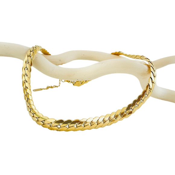 SHABA 18K Gold Plated Stainless Steel Braided Bone Chain Necklace Gold Silver - Picture 1 of 11